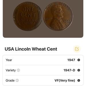 1947 D Lincoln Wheat Penny